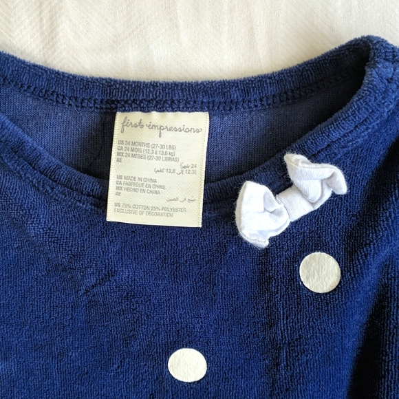first impressions velour polkadot long sleeve swing top 24 months baby girl - Picture 2 of 4